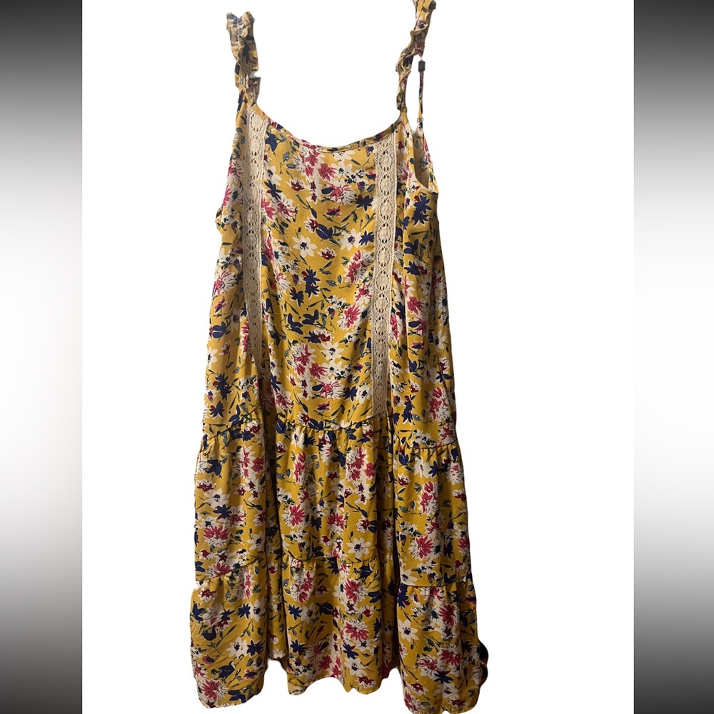 Easel Floral Midi Dress Yellow Floral Large Sleeveless